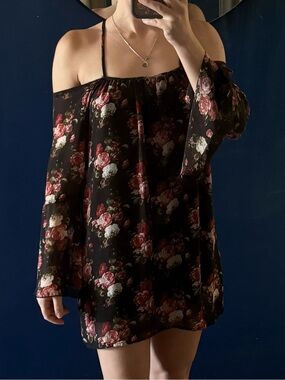 Tobi Floral Off-Shoulder Dress with Bell Sleeves